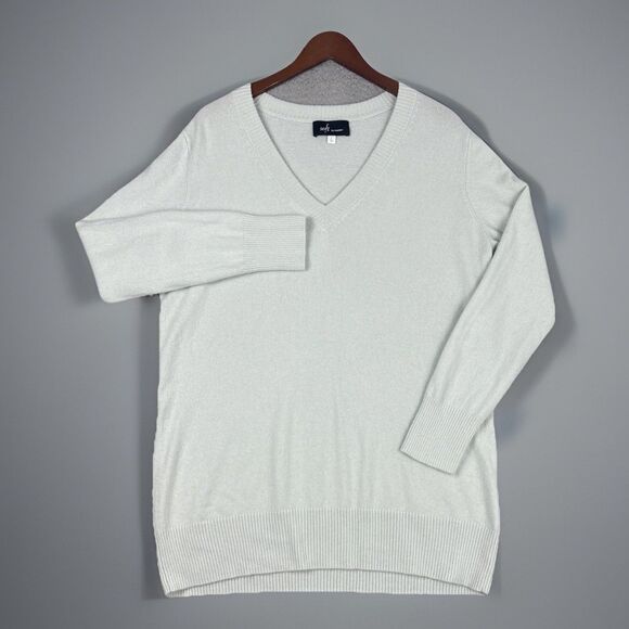 Soft by Naadam 100% Cashmere Essential V-Neck Pullover Sweater Mint Green Large - Picture 1 of 6